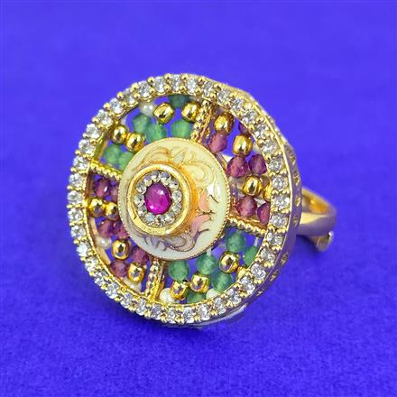 Antique Adjustable Ring With Matte Gold Plating