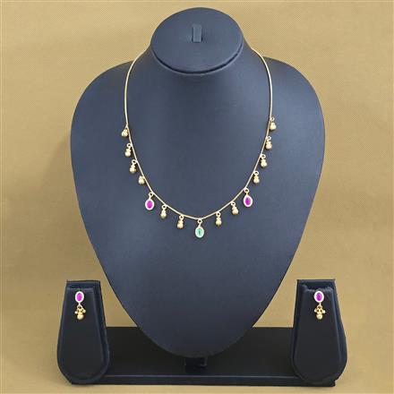 Antique Delicate Necklace Set With Matte Gold Plating