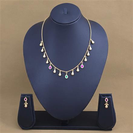Antique Delicate Necklace Set With Matte Gold Plating