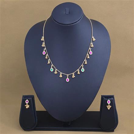 Antique Delicate Necklace Set With Matte Gold Plating