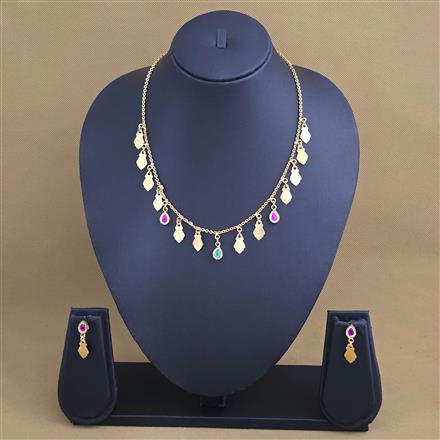 Antique Delicate Necklace Set With Matte Gold Plating
