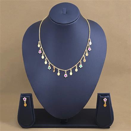 Antique Delicate Necklace Set With Matte Gold Plating
