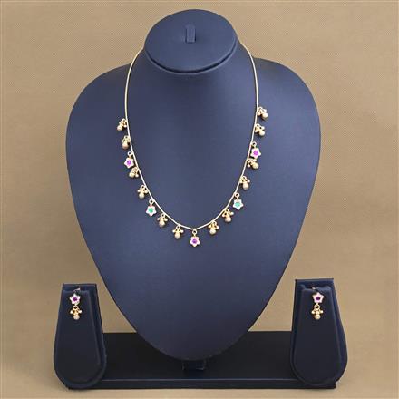 Antique Delicate Necklace Set With Matte Gold Plating