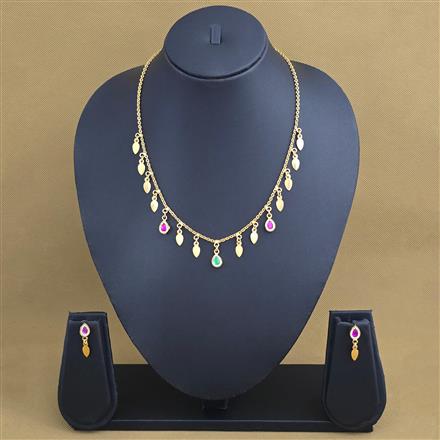 Antique Delicate Necklace Set With Matte Gold Plating