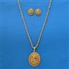 Antique Temple Pendant Set With Matte Gold Plating