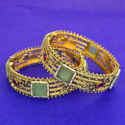 Antique Pearl Bangles With Matte Gold Plating