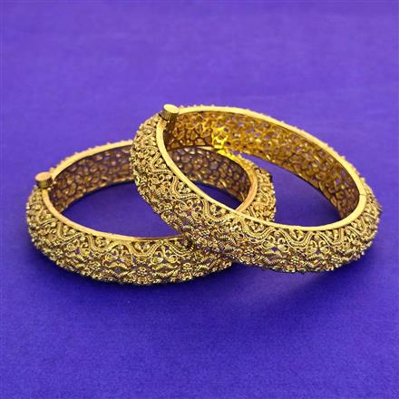 Antique Openable Bangles With Matte Gold Plating