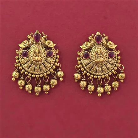 Antique Temple Earring with Matte Gold Plating