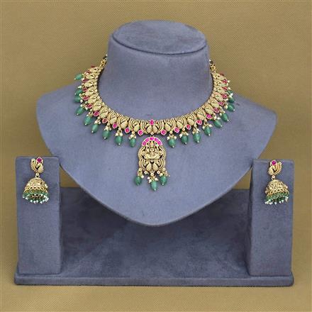 Antique Temple Necklace With Matte Gold Plating