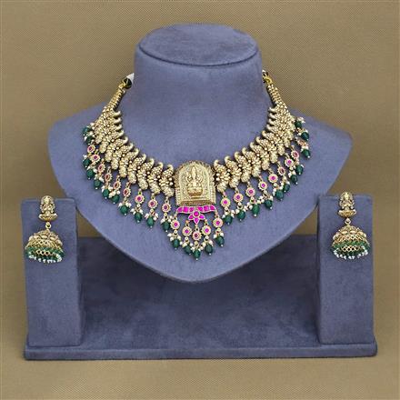 Antique Temple Necklace With Matte Gold Plating