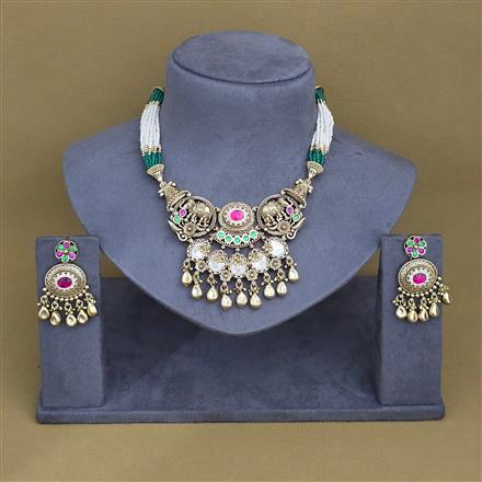 Antique Classic Necklace With Mehndi Plating