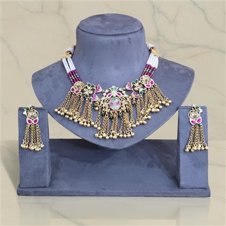 Antique Mother Of Pearl Necklace With Gold Plating