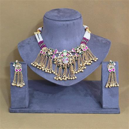 Antique Mother Of Pearl Necklace With Gold Plating