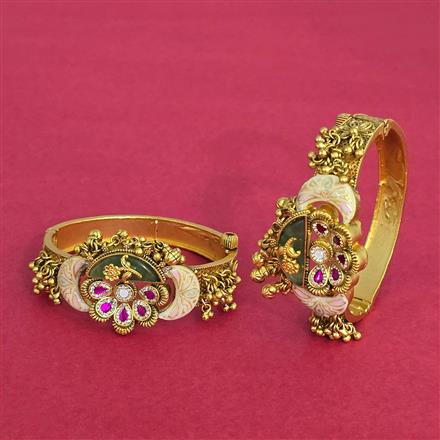 Antique Openable Bangles With Matte Gold Plating
