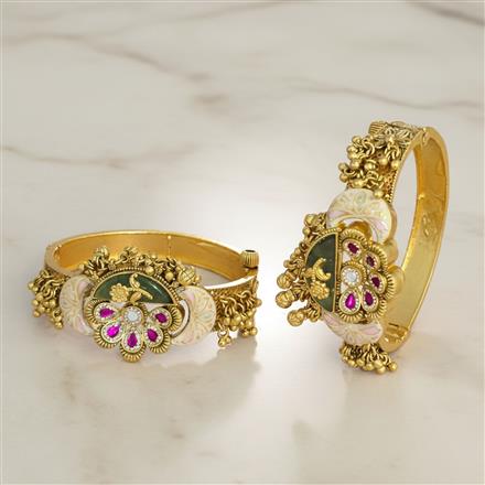 Antique Openable Bangles With Matte Gold Plating
