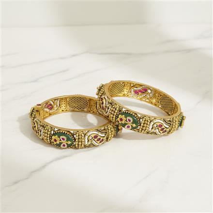 Antique Openable Bangles With Matte Gold Plating