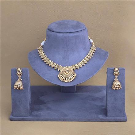 Antique Temple Necklace With Matte Gold Plating