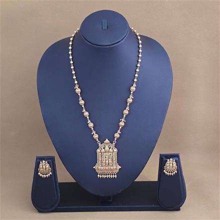Antique Temple Pendant Set With Matte Gold Plating
