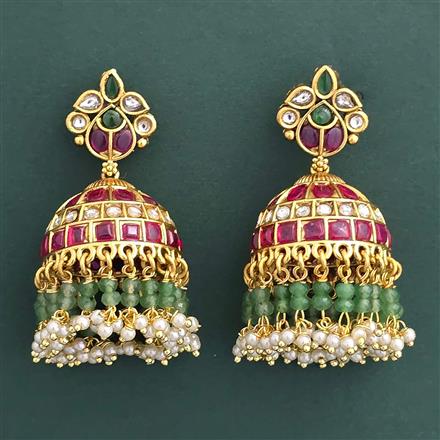 Antique Jhumki With Matte Gold Plating