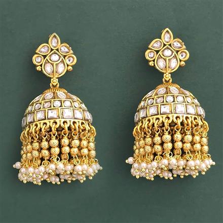 Antique Jhumki With Matte Gold Plating