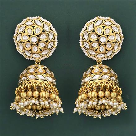 Antique Jhumki With Matte Gold Plating