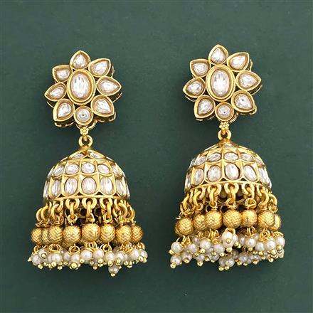 Antique Jhumki With Matte Gold Plating
