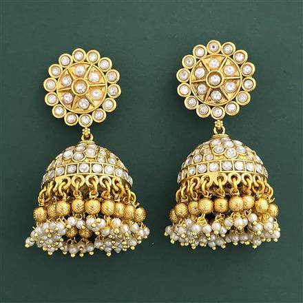 Antique Jhumki With Matte Gold Plating