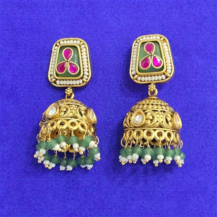 Antique Jhumki With Matte Gold Plating
