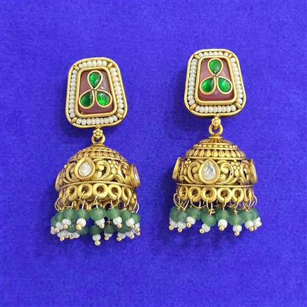 Antique Jhumki With Matte Gold Plating