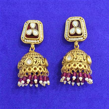 Antique Jhumki With Matte Gold Plating