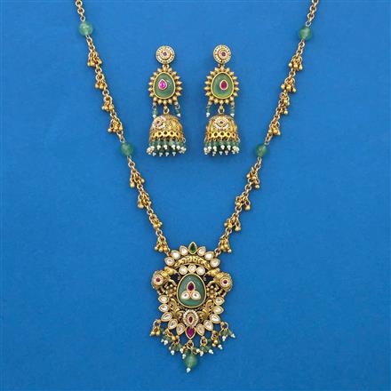 Antique Pearl Pendant Set With Matte Gold Plating