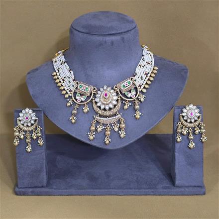 Antique Moti Necklace With Gold Plating