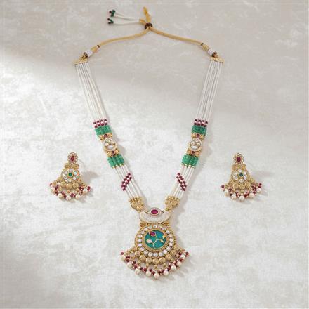 Antique Meenakari Pendant Set With Gold Plating