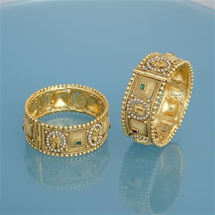 Antique Openable Bangles With Matte Gold Plating