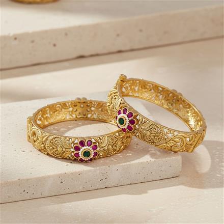 Antique Openable Bangles With Matte Gold Plating