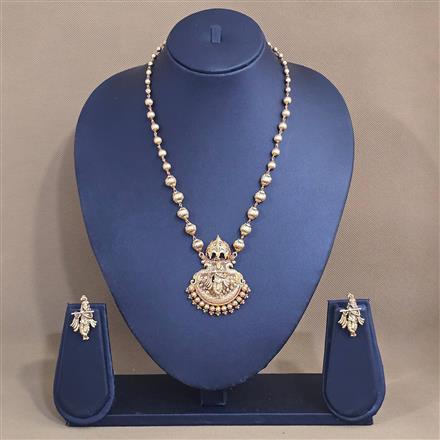 Antique Temple Pendant Set With Matte Gold Plating