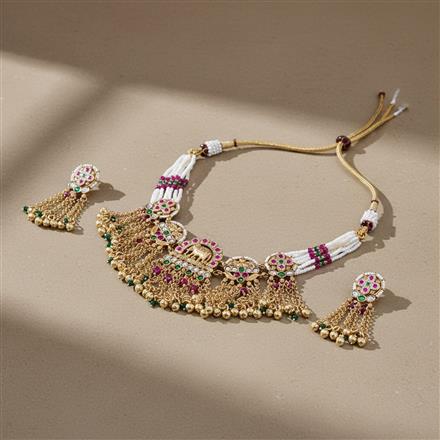 Antique Moti Necklace With Gold Plating