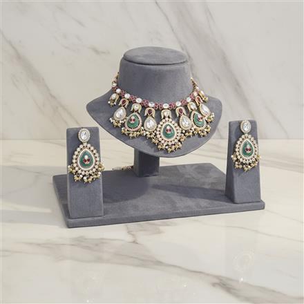 Antique Moti Necklace With Mehndi Plating