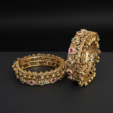 Antique Openable Bangles With Matte Gold Plating