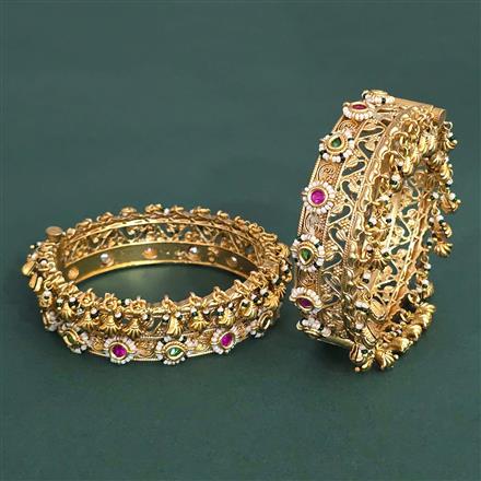 Antique Openable Bangles With Matte Gold Plating