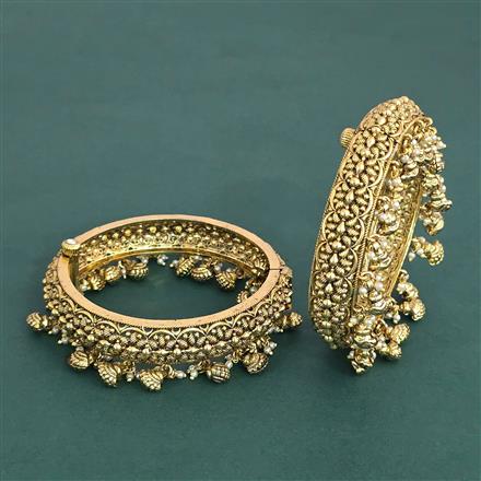 Antique Moti Bangles With Matte Gold Plating