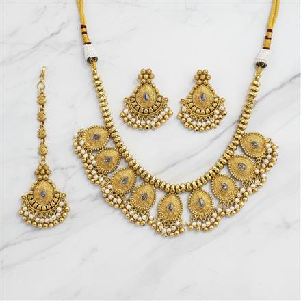 Antique Moti Necklace With Gold Plating