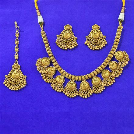 Antique Classic Necklace Set With Matte Gold Plating