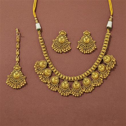 Antique Classic Necklace Set With Matte Gold Plating