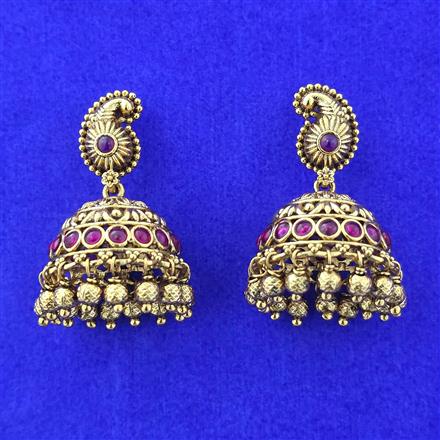 Antique Jhumki With Matte Gold Plating
