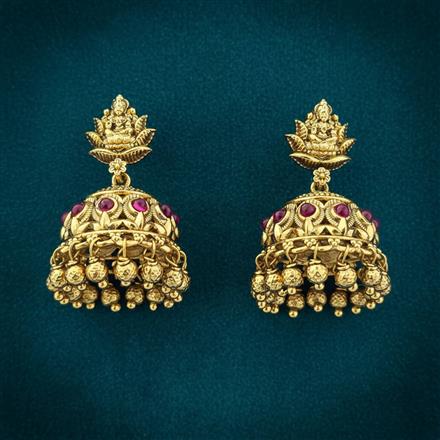 Antique Temple Earring With Matte Gold Plating