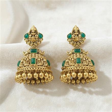 Antique Temple Earring With Matte Gold Plating