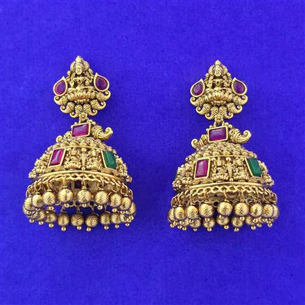 Antique Temple Earring With Matte Gold Plating