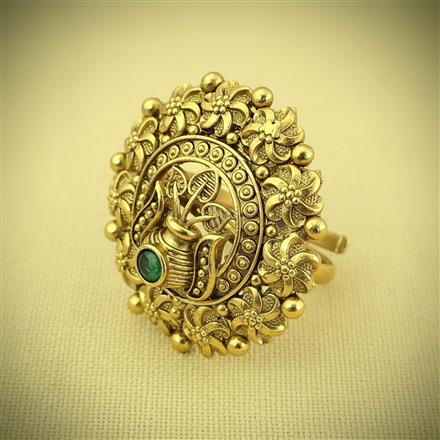 Antique Adjustable Ring With Matte Gold Plating