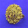 Antique Adjustable Ring With Matte Gold Plating